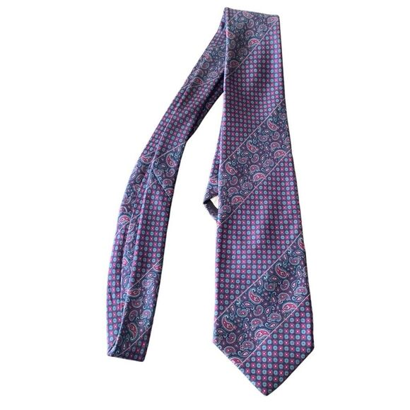 Pre Owned Men’s Fleet Street Tie Neck Tie Necktie Classic Print All Silk - Picture 2 of 5